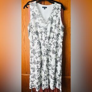 Lane Bryant White and Black Paisley Dress